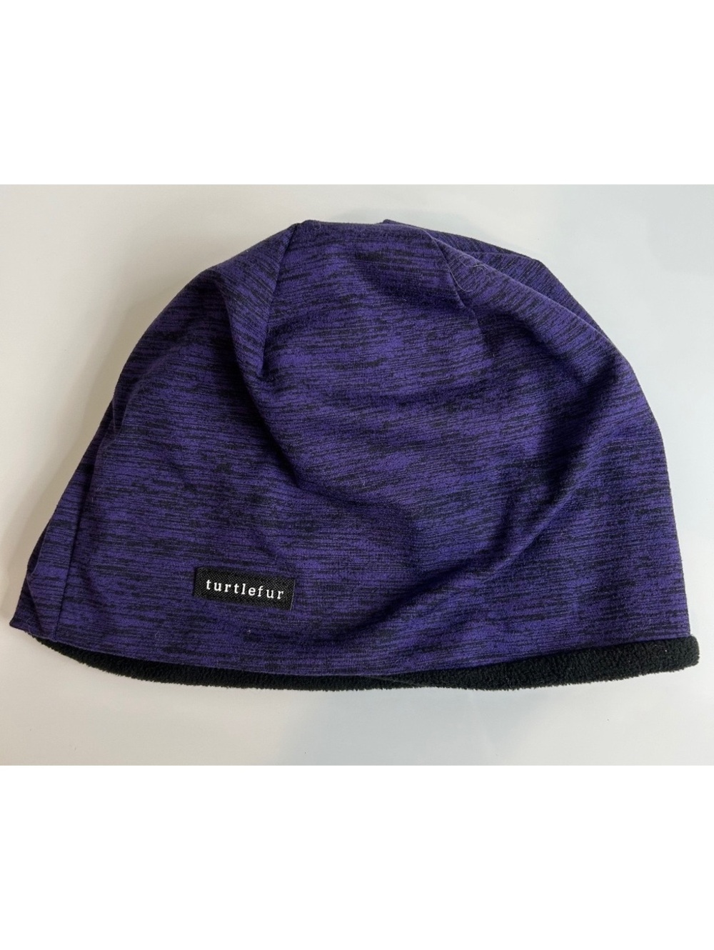 Turtlefur Purple & Black Beanie Hat Fleece Lined Unisex OS